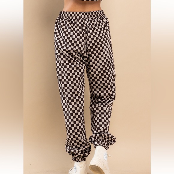 Fabulous Checkerboard Hoodie Top and Jogger Pants Set - Picture 8 of 8